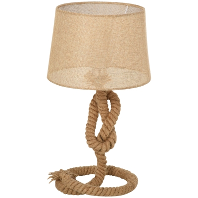 HOMCOM Nautical Style Table Lamp with Fabric Lampshade, Metal Frame Power Switch, 54cm Home Desk Lamp, E27 Base, for Bedroom, Living Room, Study, Beige