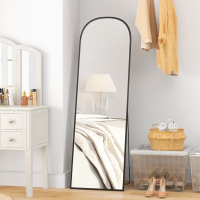 HOMCOM Miroir Pleine Longueur Cadre Alu Noir 50x161,5cm