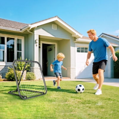 HOMCOM Red de Rebote Plegable Reboteador Ajustable en Ángulo de 5 Niveles para Entrenamiento de Fútbol Tenis Béisbol Deportes 78x84x65-78 cm Negro
