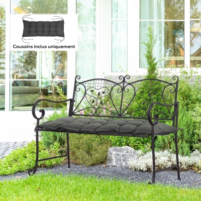Outsunny Coussin Banc Jardin 100x40cm Gris Foncé Épais