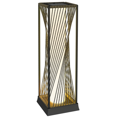Outsunny Lampadaire Solaire Résine Tressée 77cm Gris Extérieur