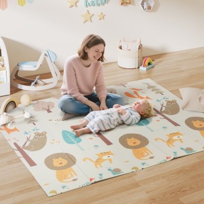 AIYAPLAY Alfombra para Niños 0-6 Años con Temática de Bosque en XPE Multicolor, 196x176x1.5 cm