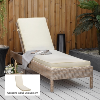 Outsunny Coussin Bain de Soleil Extérieur 188x53x8cm Crème