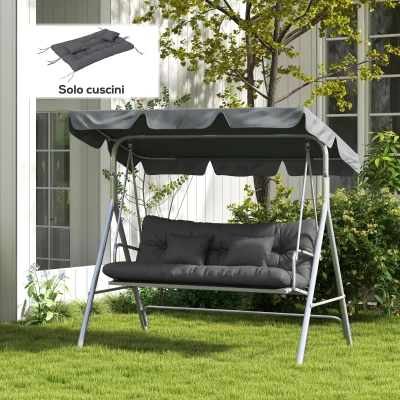 Outsunny Set 4 Cuscini da Giardino Imbottiti Grigio