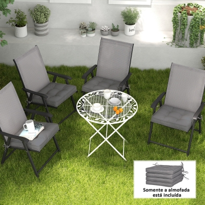Outsunny Conjunto de Almofadas para Cadeiras de Jantar 42x42x5 cm Jogo de 4 Peças Almofadas para Cadeiras de Jardim Impermeáveis Cinzento