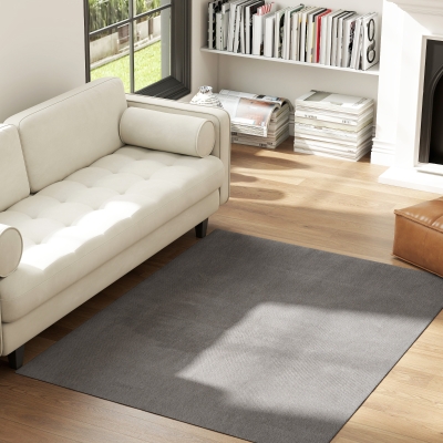 HOMCOM Alfombra Salón 120x160 cm Lavable en Lavadora Pelo Largo Estilo Moderno Tapete para Sala de Estar Dormitorio Gris Claro
