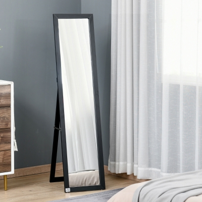 HOMCOM Espejo de Cuerpo Entero de Pie o para Colgar de Estilo Moderno para Pasillo Dormitorio 37x37x154 cm Negro