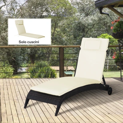 Outsunny Cuscino per sdraio 198cm x 53cm x 5cm Bianco Crema
