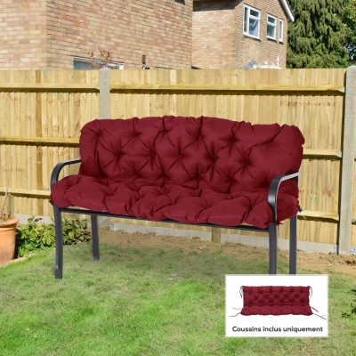 Outsunny Coussin Banc Jardin 3 Places 150x98x8cm Rouge