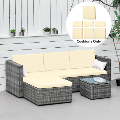 Outsunny Rattan Cushion Cover Replacement Set 7 pcs Cream