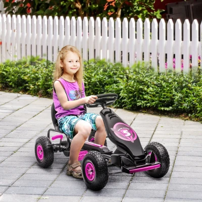 HOMCOM Go Kart 121cm x 58cm x 61cm Rosa Nero