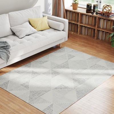 HOMCOM Modern Geometric Washable Rug 170x120cm Grey