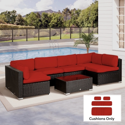 Outsunny Rattan Sofa Cover Polyester Replacement Red