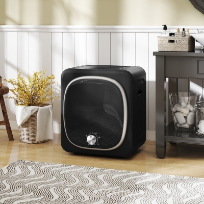 HOMCOM Elektrischer Ablufttrockner 800 W 4 kg mit 5 Trockenmodi, Edelstahl-Trommel, Frontlader