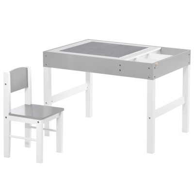 HOMCOM Kids Table & Chair Set with Storage - Grey