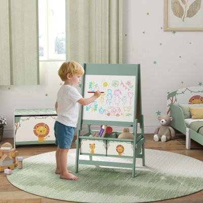 AIYAPLAY Chevalet Enfant 3-en-1 Vert avec Tableau et Papier