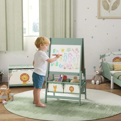 AIYAPLAY Lavagna per Bambini con Rotolo di Carta e 2 Cesti Verde