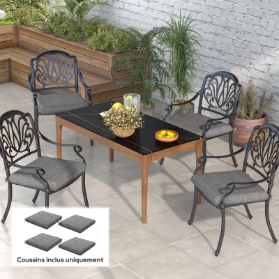 Outsunny Lot 4 Coussins Chaise 47x47 cm Rembourrage Gris