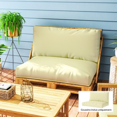 Outsunny Coussins Palette 2 Places 120x80cm Beige Lavable