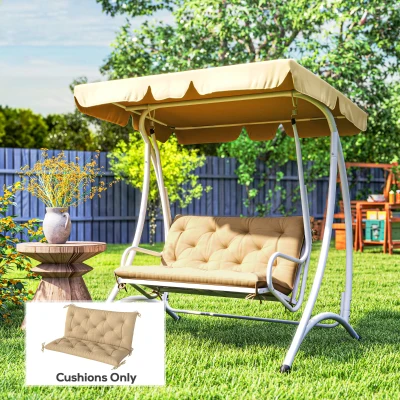 Outsunny 2-Seater Bench Pad Cushion Khaki 98x100cm