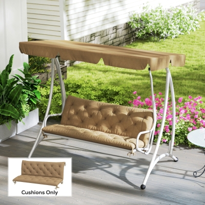 Outsunny 3-Seater Bench Cushion with Back Light Khaki