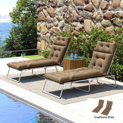 Lounge Chair Cushion Set of 2 190L x 56W x 10D cm Khaki