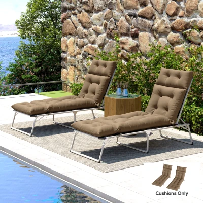 Lounge Chair Cushion Set of 2 190L x 56W x 10D cm Khaki