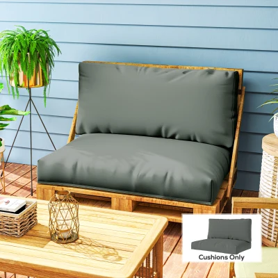 Outsunny 2 Seater Pallet Cushions 20cm Thick Charcoal Grey