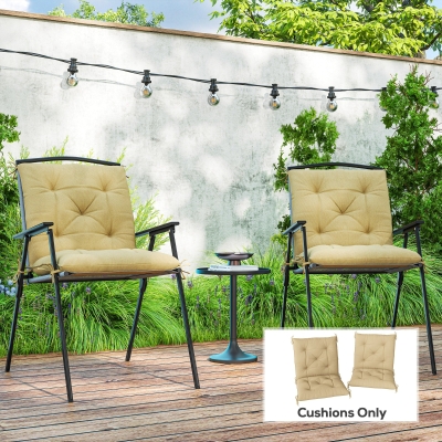 Outsunny Set of 2 Garden Chair Cushions Khaki 50x98cm