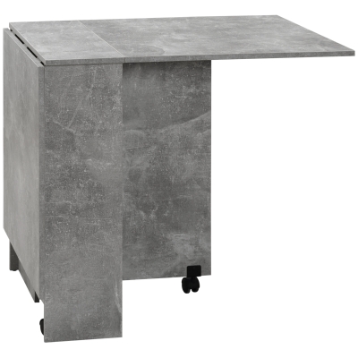 HOMCOM Folding Dining Table with Shelves, Cement Grey