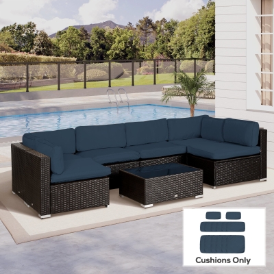Outsunny Rattan Sofa Cover Replacement Outdoor Blue
