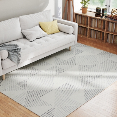 HOMCOM Modern Geometric Washable Rug 230x160cm Grey