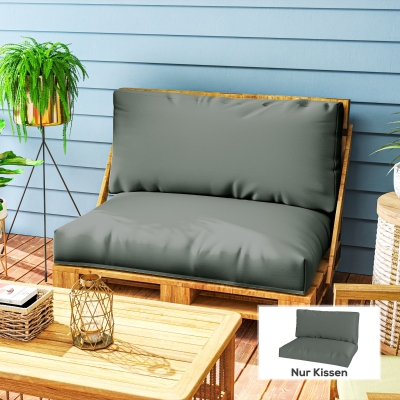Outsunny Palettenkissen 2er Set Abnehmbar Sitzkissen Palettenpolster mit Rückenlehne 120 x 80 x 20 cm Dunkelgrau