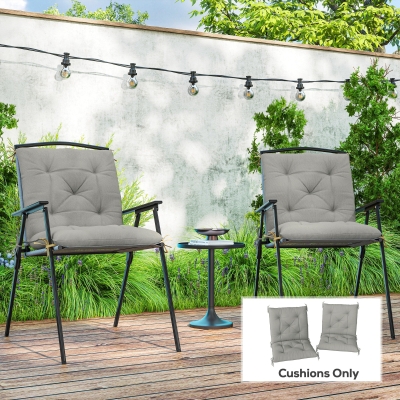 Outsunny Set of 2 Garden Chair Cushions Light Grey 50x98cm