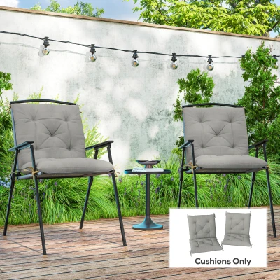 Outsunny Set of 2 Garden Chair Cushions Light Grey 50x98cm