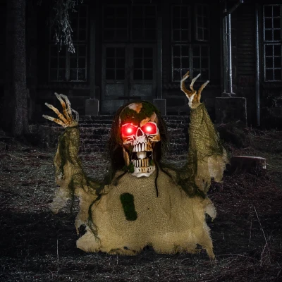 Outsunny Animated Skeleton with LED Eyes Indoor Halloween Props