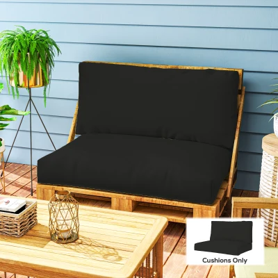 Outsunny 2 Seater Pallet Cushions 20cm Thick Black