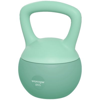 SPORTNOW Kettlebell 8 kg mit rutschfestem Griff für Fitness, Muskelaufbau, Cardio, 19 x 19 x 28 cm, Grün