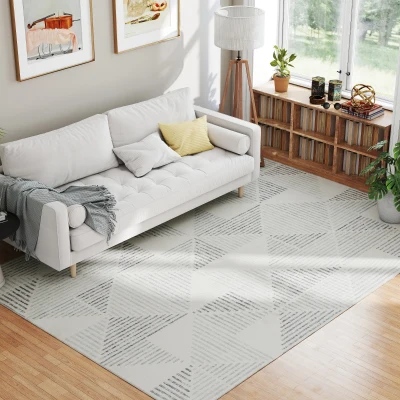 HOMCOM Modern Geometric Washable Rug 290x200cm Grey