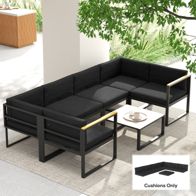 Outdoor Seat Cushion Set 65L x 65W x 8Dcm Black
