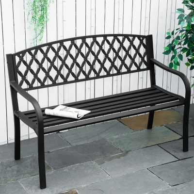 Outsunny Panchina da giardino 128cm x 58.5cm x 89cm Nero