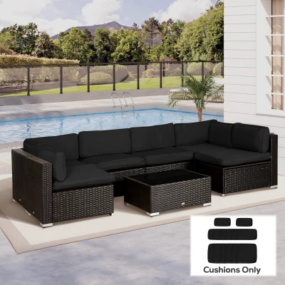 Outsunny Rattan Sofa Cushion Cover Replacement Outdoor Black
