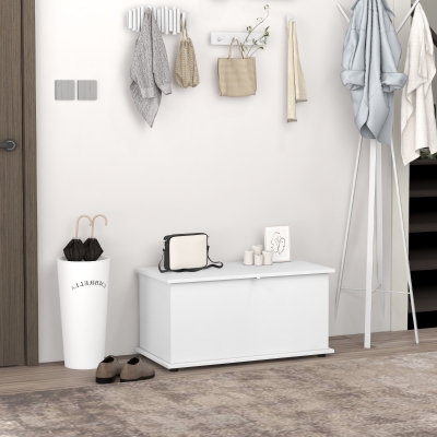 HOMCOM Banquette Rangement Bois 80x40x40 cm Blanc