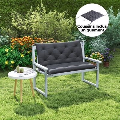 Outsunny Coussin Banc Jardin Gris 98x100cm Confort
