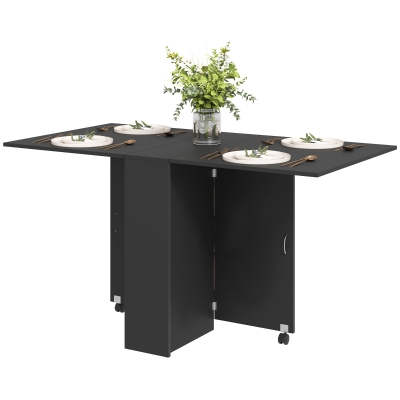 HOMCOM Table Pliante Noire Cuisine Roulettes 140cm