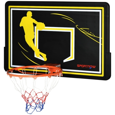 SPORTNOW Tablero de Baloncesto para Interior Exterior de Pared Aro de Baloncesto Canasta de Baloncesto 110x90x70 cm Negro