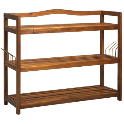 HOMCOM 3-Tier Shoe Rack Acacia Teak 74x26x62cm