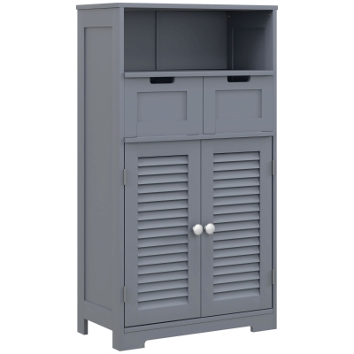 Kleankin Bathroom Storage Unit Grey with Shelf & Drawers
