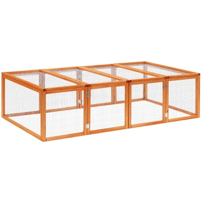 PawHut Gabbia per Animali da Compagnia, Gabbia per Roditori, Gabbia per Piccoli Animali in Legno di Abete, Naturale 181 x 100 x 48 cm
