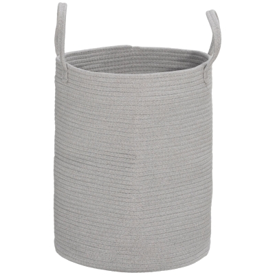 HOMCOM 36L Cotton Rope Laundry Basket with Handles Grey